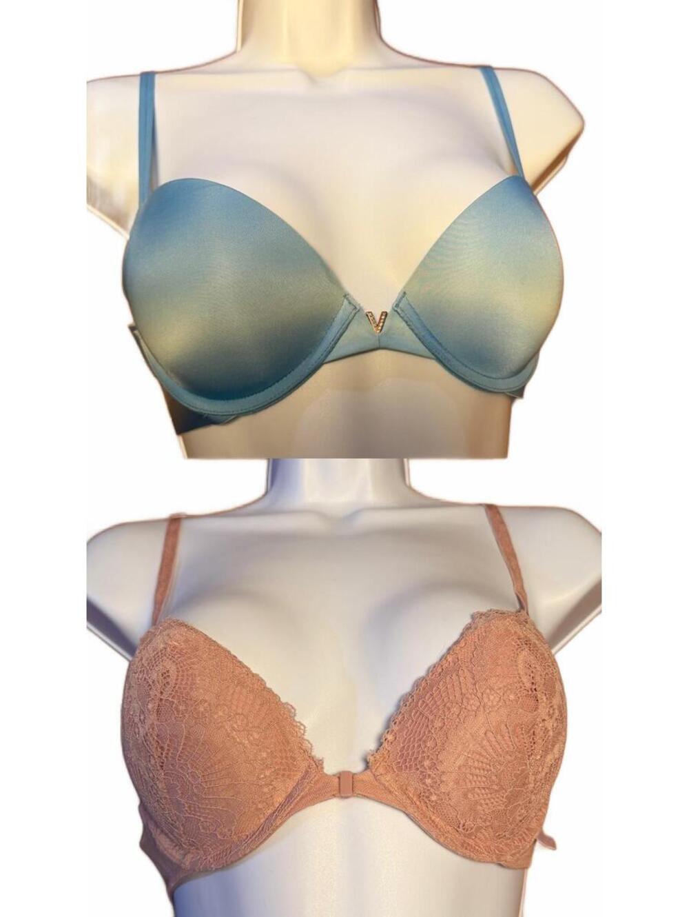 Victoria’s Secret 32C Push Up Bra Bundle Blue Pink Lace